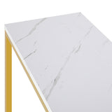 Oikiture Console Table Marble-look Iron Gold&White