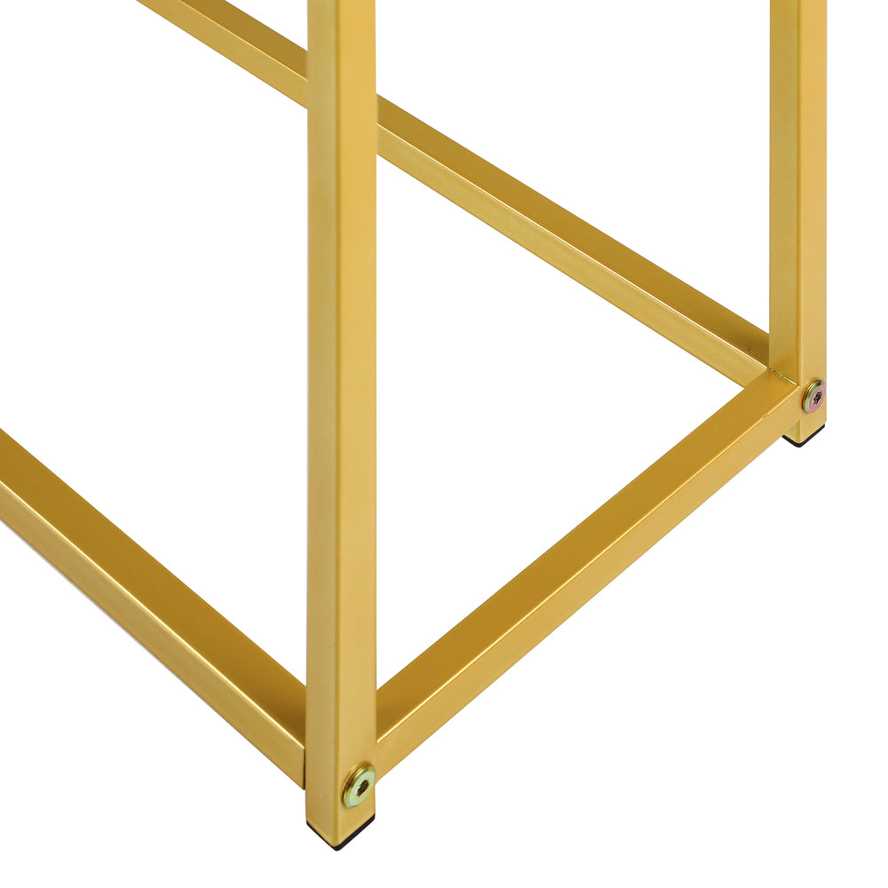 Oikiture Console Table Marble-look Iron Gold&White