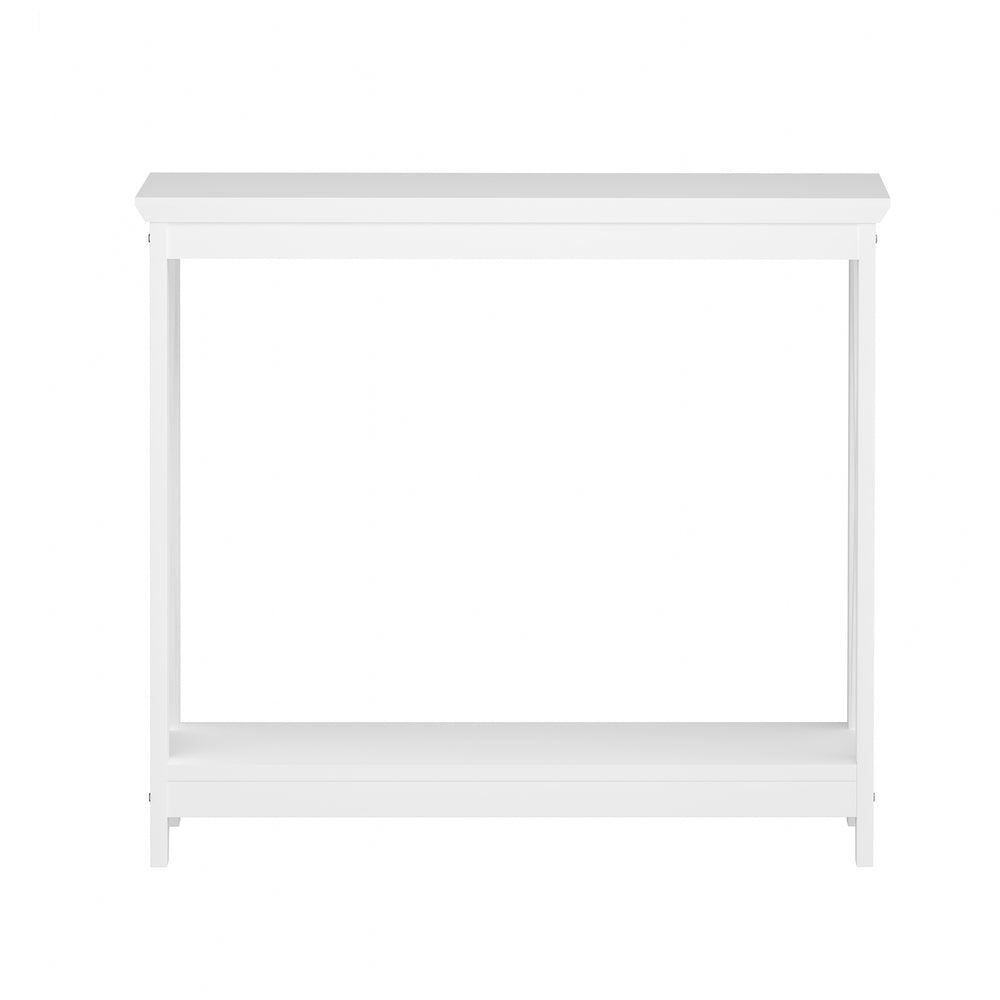 Oikiture 2-Tier Console Table X-Design Wooden White