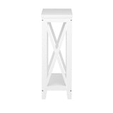 Oikiture 2-Tier Console Table X-Design Wooden White - Top-Down View