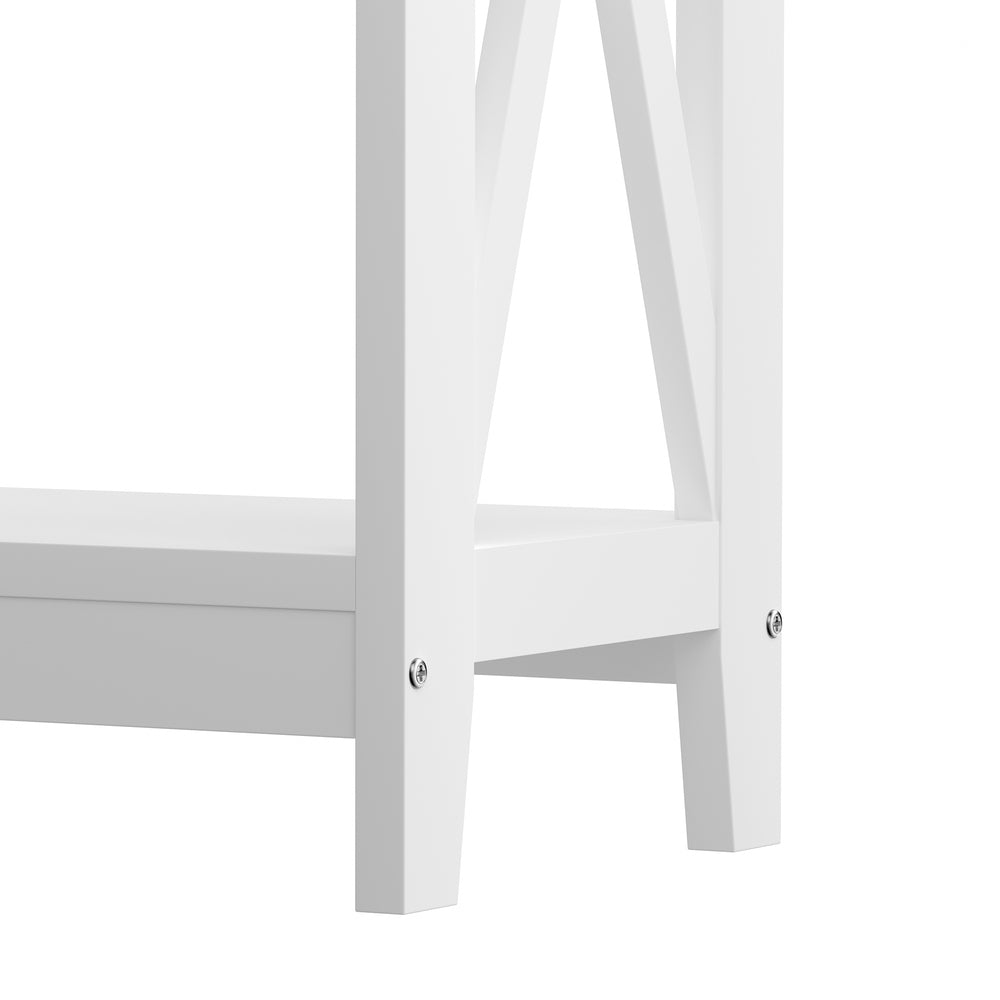 Oikiture 2-Tier Console Table X-Design Wooden White