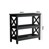 Oikiture 3-Tier Console Table X-Design Wooden Black