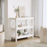 Oikiture 3-Tier Console Table X-Design Wooden White - Extra Image