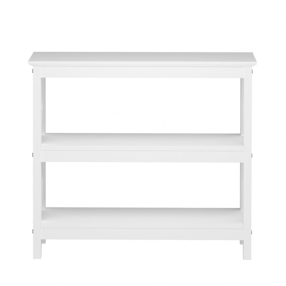 Oikiture 3-Tier Console Table X-Design Wooden White