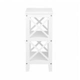 Oikiture 3-Tier Console Table X-Design Wooden White