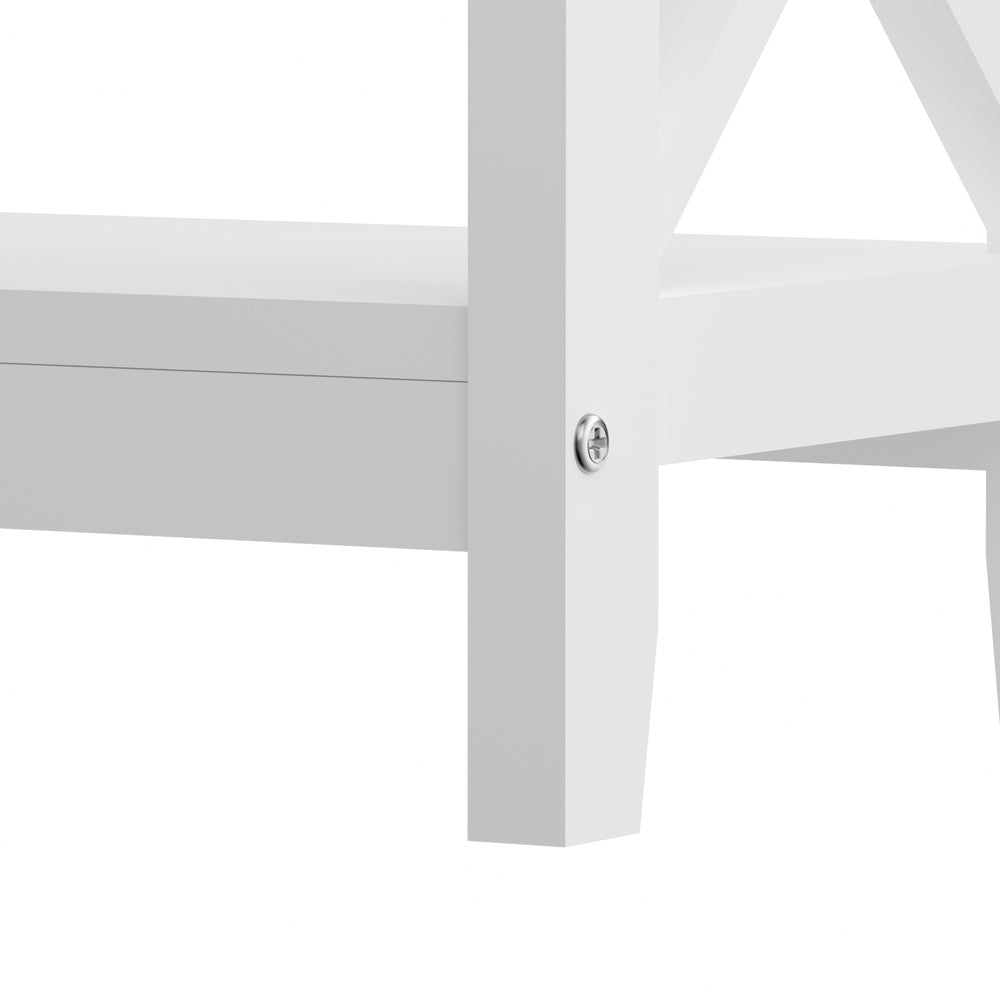Oikiture 3-Tier Console Table X-Design Wooden White