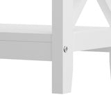 Oikiture 3-Tier Console Table X-Design Wooden White - Front View