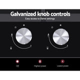 Devanti Gas Cooktop 30cm 2 Burner Black - Rear View