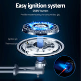 Devanti Gas Cooktop 30cm 2 Burner Built-in Stove Glass Cook Top NG LPG Wok Burner - Close-Up Angle