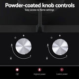 Devanti Gas Cooktop 30cm 2 Burner Built-in Stove Glass Cook Top NG LPG Wok Burner