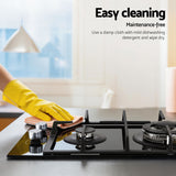 Devanti Gas Cooktop 30cm 2 Burner Built-in Stove Glass Cook Top NG LPG Wok Burner - Extra Image