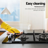 Devanti Gas Cooktop 30cm 2 Burner Built-in Stove Glass Cook Top NG LPG Wok Burner - Extra Image