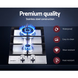 Devanti Gas Cooktop 30cm 2 Burner Silvir - Top-Down View