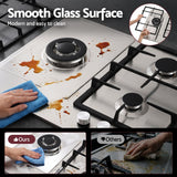 Devanti 59cm Gas Cooktop 3 Burner Knob Control Stainless Steel Hob Silver - Close-Up Angle