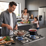 Devanti 59cm Gas Cooktop 3 Burner Knob Control Stainless Steel Hob Silver