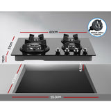 Devanti Gas Cooktop 60cm 4 Burner Black - Front View
