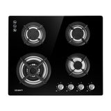 Devanti Gas Cooktop 60cm 4 Burner Black - Low Angle