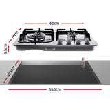 Devanti Gas Cooktop 60cm 4 Burner Silvir - Front View