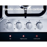 Devanti Gas Cooktop 60cm 4 Burner Silvir - Top-Down View