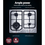 Devanti Gas Cooktop 60cm 4 Burner Silvir, image 5