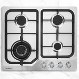 Devanti Gas Cooktop 60cm 4 Burner Silvir - Close-Up Angle