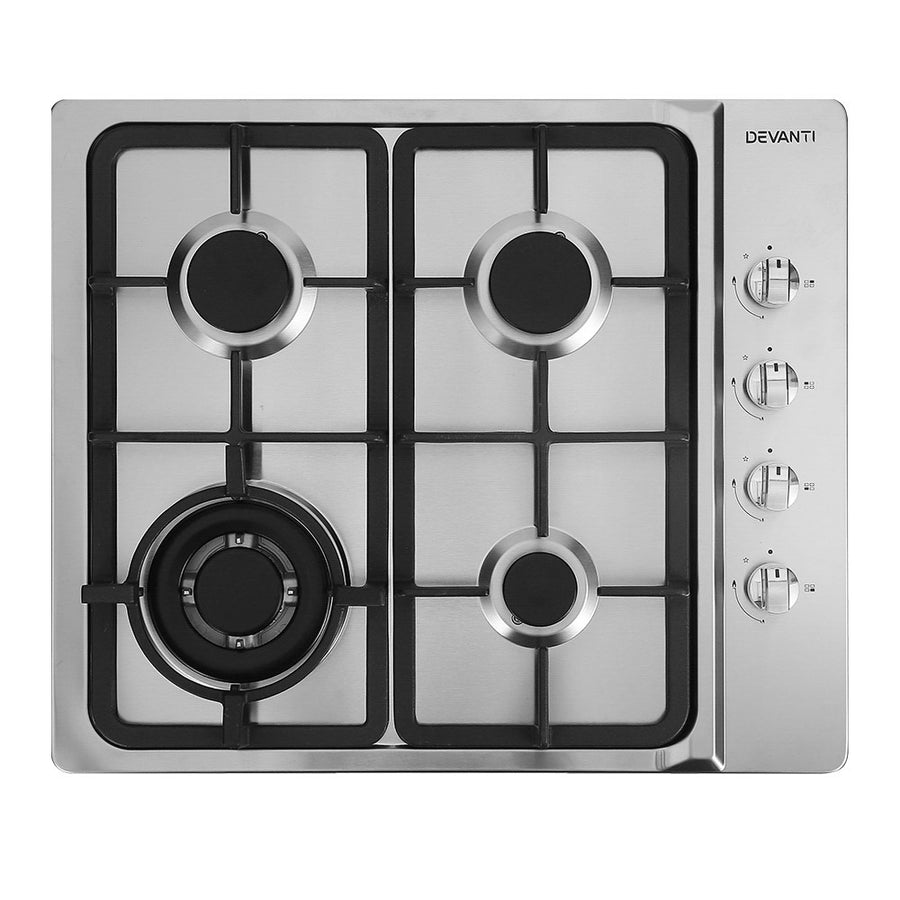 Devanti Gas Cooktop 60cm Stove Hob Silvir, image 8