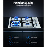 Devanti Gas Cooktop 60cm Stove Hob Silvir - Top-Down View