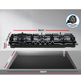 Devanti Gas Cooktop 90cm 5 Burner Black - Front View