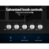Devanti Gas Cooktop 90cm 5 Burner Black - Top-Down View
