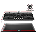 Devanti 90cm Gas Cooktop 5 Burner LPG NG Tempered Glass Hob Black