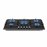 Devanti 90cm Gas Cooktop 5 Burner LPG NG Tempered Glass Hob Black - Side View