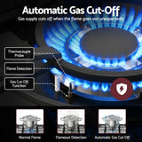 Devanti 90cm Gas Cooktop 5 Burner LPG NG Tempered Glass Hob Black - Rear View