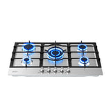 Devanti 90cm Gas Cooktop 5 Burner LPG NG Stainless Steel Hob Silver - Side View
