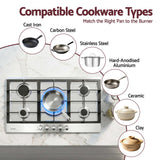 Devanti 90cm Gas Cooktop 5 Burner LPG NG Stainless Steel Hob Silver - Low Angle