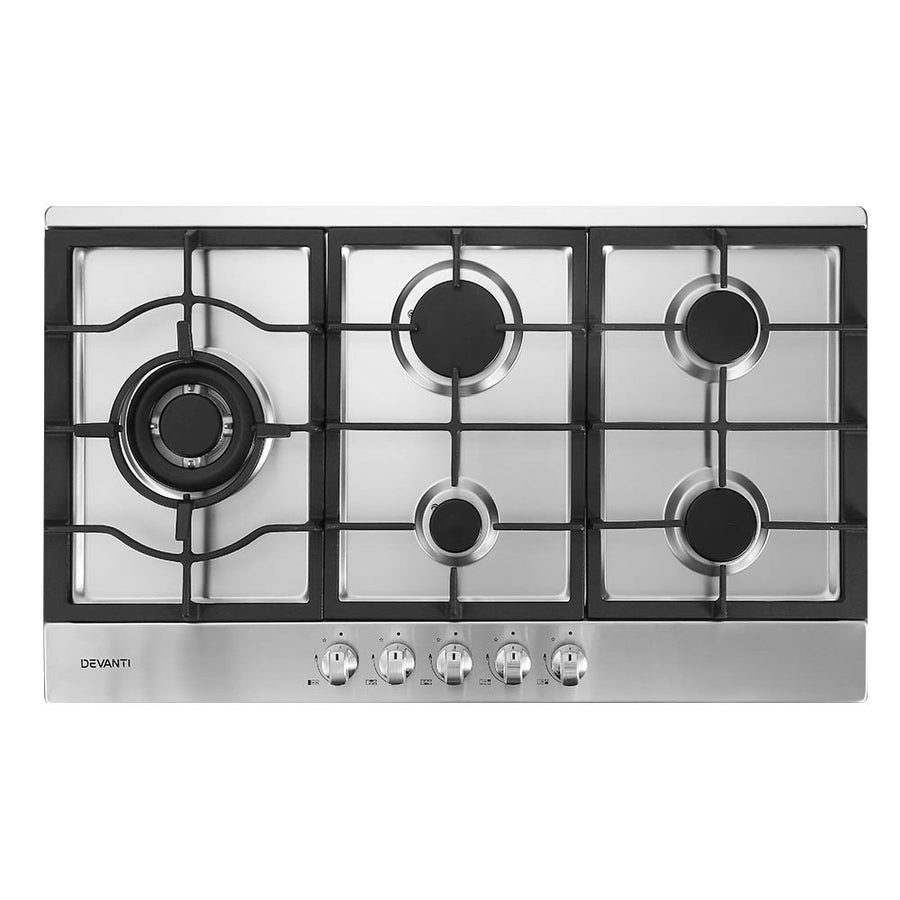 Devanti Gas Cooktop 90cm 5 Burner Silvir, image 8