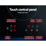 Devanti 30cm two zone induction cooktop with black ceramic glass and touch controls, black ceramic glass plate
