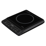 Devanti 30cm portable induction cooktop, black ceramic glass, black crystal glass plate
