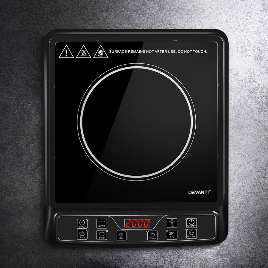 Devanti 30cm portable induction cooktop, black ceramic glass, image 8