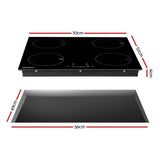 Devanti 70cm Ceramic Induction Cooktop with 4 Zones and 7000W Power Boost - Front View