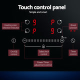 Devanti 70cm Ceramic Induction Cooktop with 4 Zones and 7000W Power Boost - 45-Degree Angle