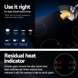 Devanti 70cm Ceramic Induction Cooktop with 4 Zones and 7000W Power Boost - Rear View