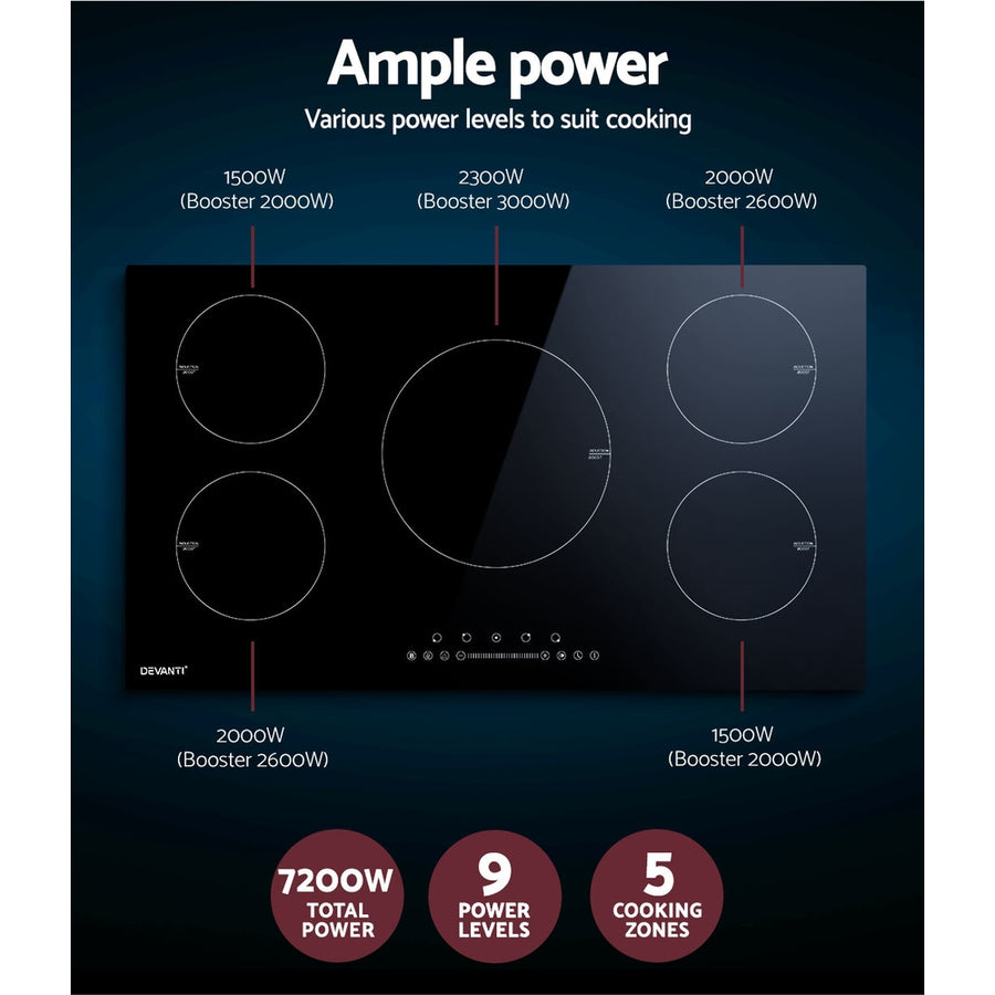 Devanti Induction Cooktop 90cm Electric Cooker, image 5