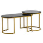 Oikiture Nesting Coffee Table Set of 2 Marble Effect Gold Black