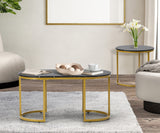Oikiture Nesting Coffee Table Set of 2 Marble Effect Gold Black