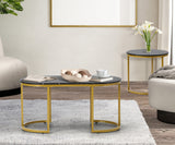Oikiture Nesting  Coffee Table Set of 2 Marble Effect Gold Black - Side View