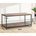 Oikiture Coffee Table Storage Rack 2-Tier Black&Walnut