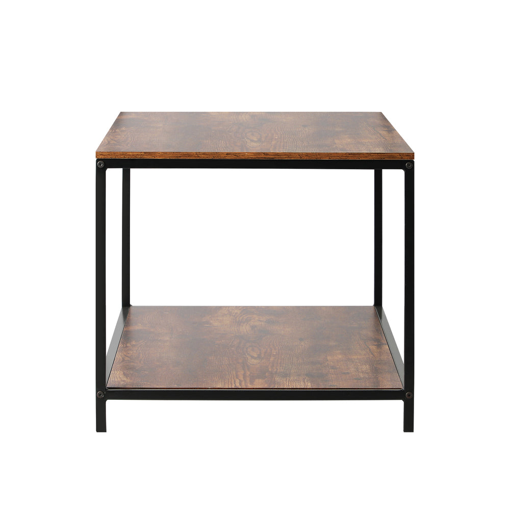 Oikiture Coffee Table Storage Rack 2-Tier Black&Walnut