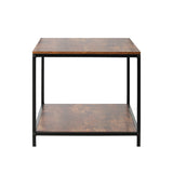 Oikiture Coffee Table Storage Rack 2-Tier Black&Walnut - Front View
