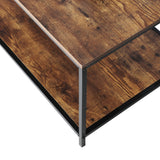 Oikiture Coffee Table Storage Rack 2-Tier Black&Walnut