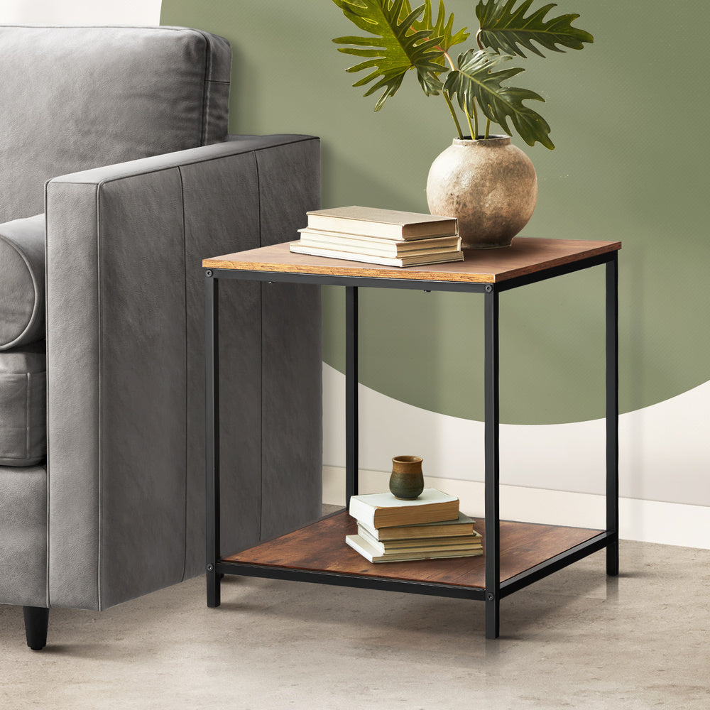 Oikiture Side End Table Coffee Table 2-Tier